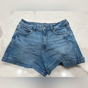 Medium Wash American Eagle Stretch Denim Mom Shorts